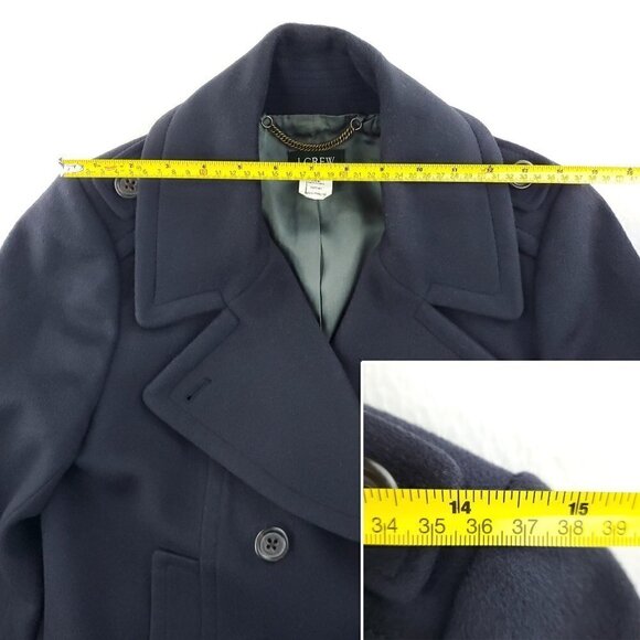 J. Crew 100% Wool Pea Coat Double Breasted 4 Button Navy Women's P8 (Petite 8) - Picture 9 of 16